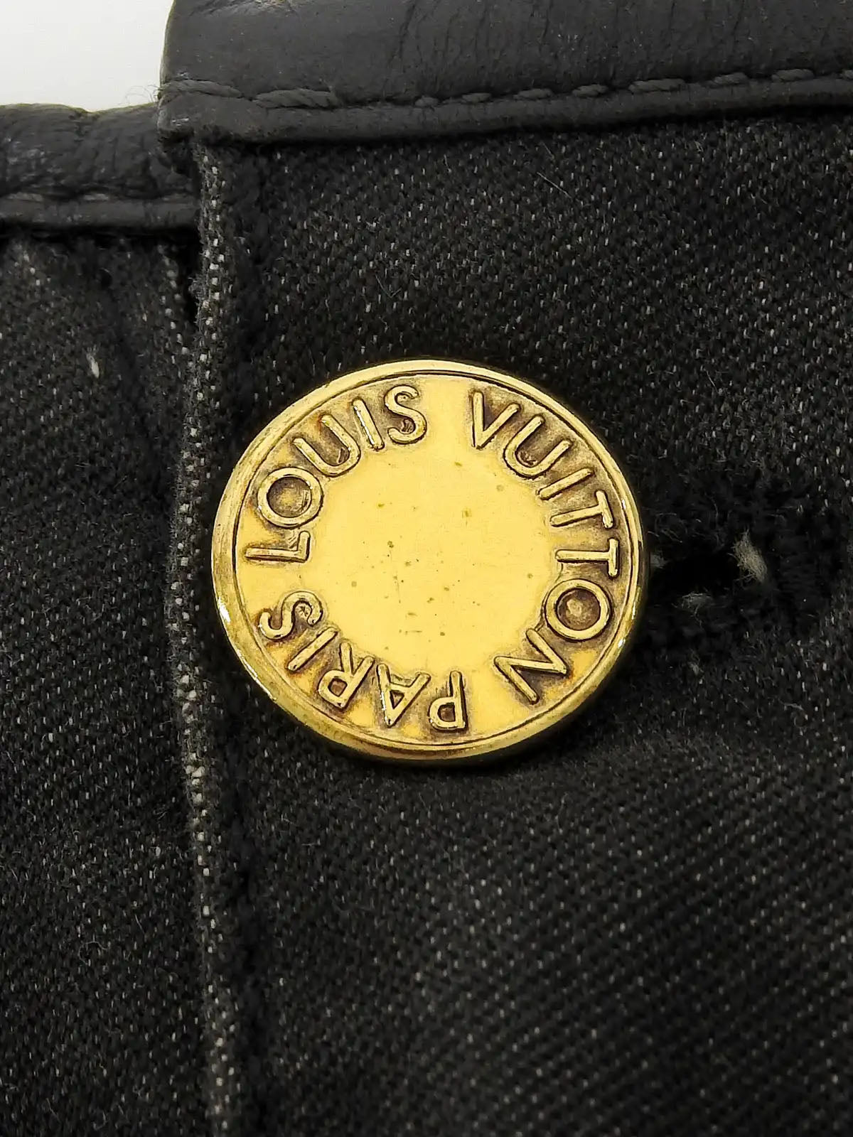 Monogram Stitch Denim Skirt in Black