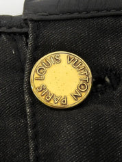 Monogram Stitch Denim Skirt in Black