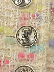 2004 Tweed CC Mark Button Jacket, Ivory/Multi