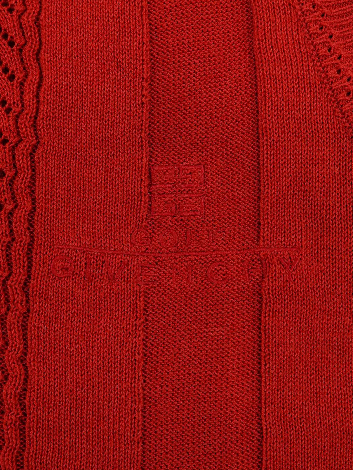 ロゴ刺繍ニットベスト　レッド