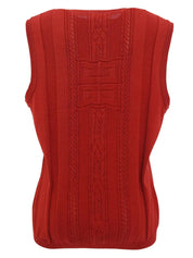 ロゴ刺繍ニットベスト レッド