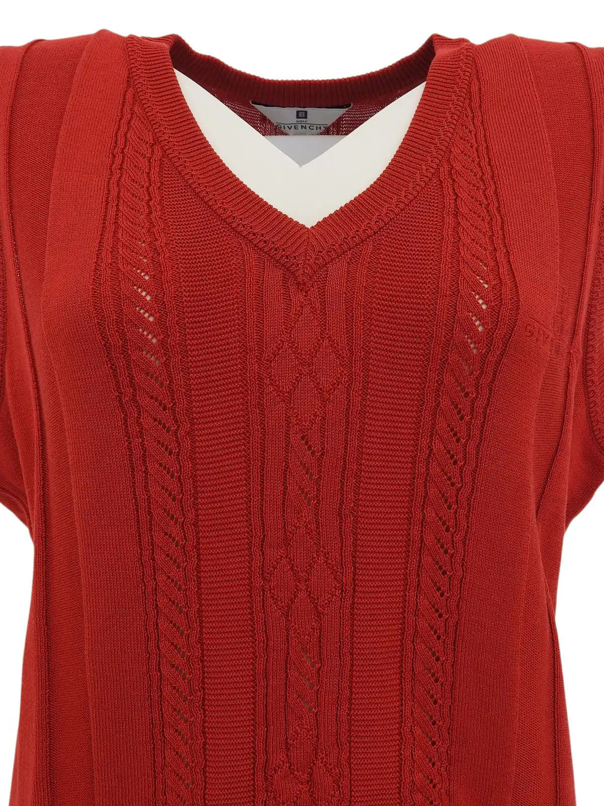 ロゴ刺繍ニットベスト レッド