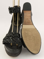 エスパドリーユウェッジソールサンダル ブラック