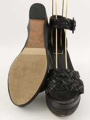 エスパドリーユウェッジソールサンダル ブラック