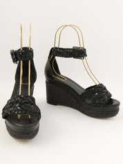 エスパドリーユウェッジソールサンダル ブラック