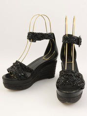 エスパドリーユウェッジソールサンダル ブラック