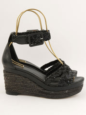 エスパドリーユウェッジソールサンダル ブラック