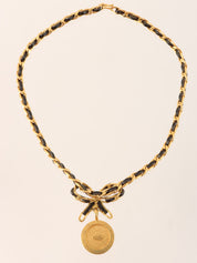 1996 Rhinestone Coin Ribbon Motif Choker in Gold/Black
