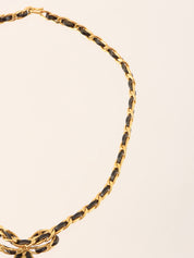 1996 Rhinestone Coin Ribbon Motif Choker in Gold/Black
