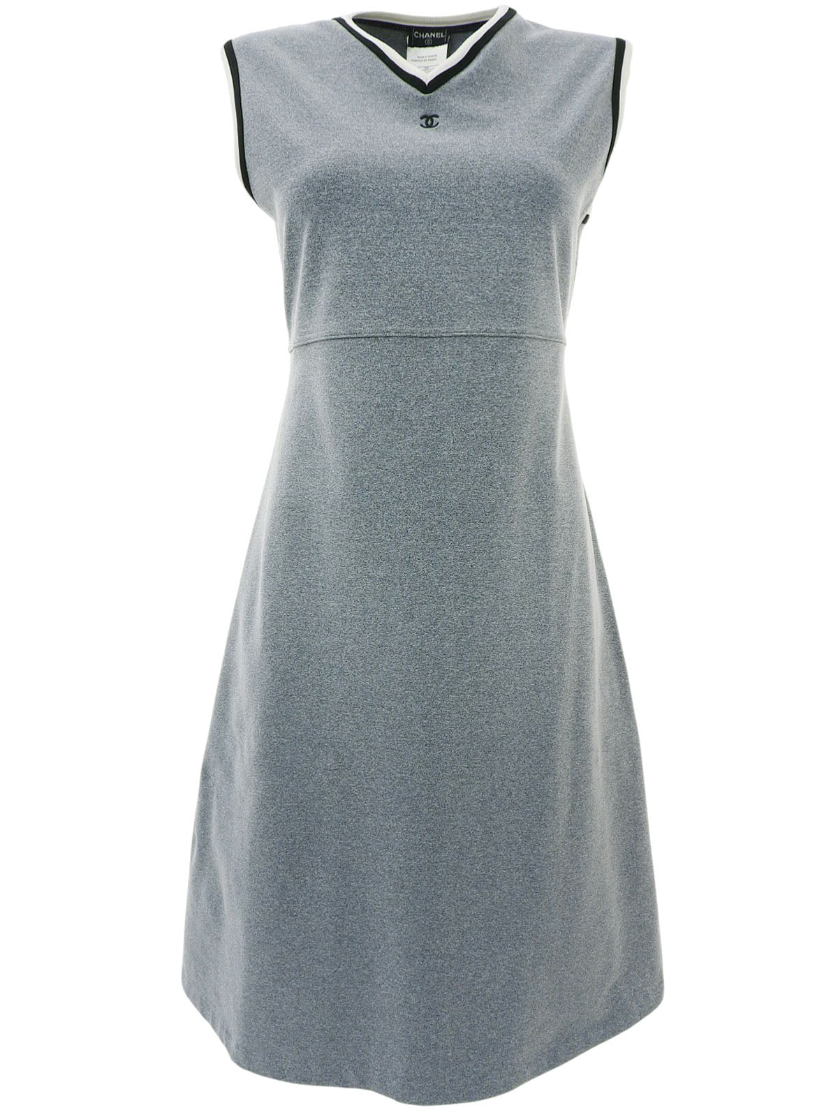1998 CC Mark Embroidered Sleeveless Dress Gray/Multi
