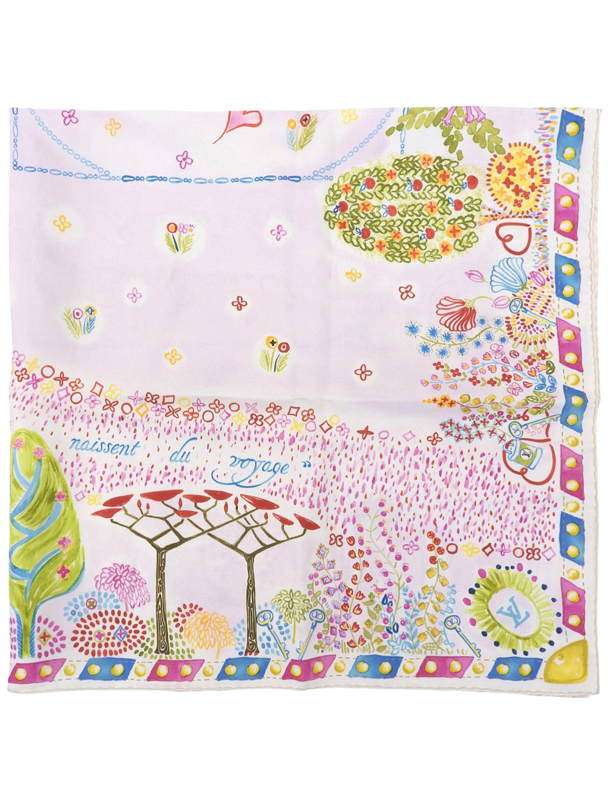 マルチモチーフスカーフ　ベビーピンク／マルチ