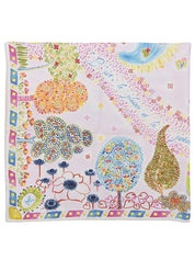 Multi-motif scarf in baby pink/multi