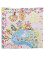 Multi-motif scarf in baby pink/multi