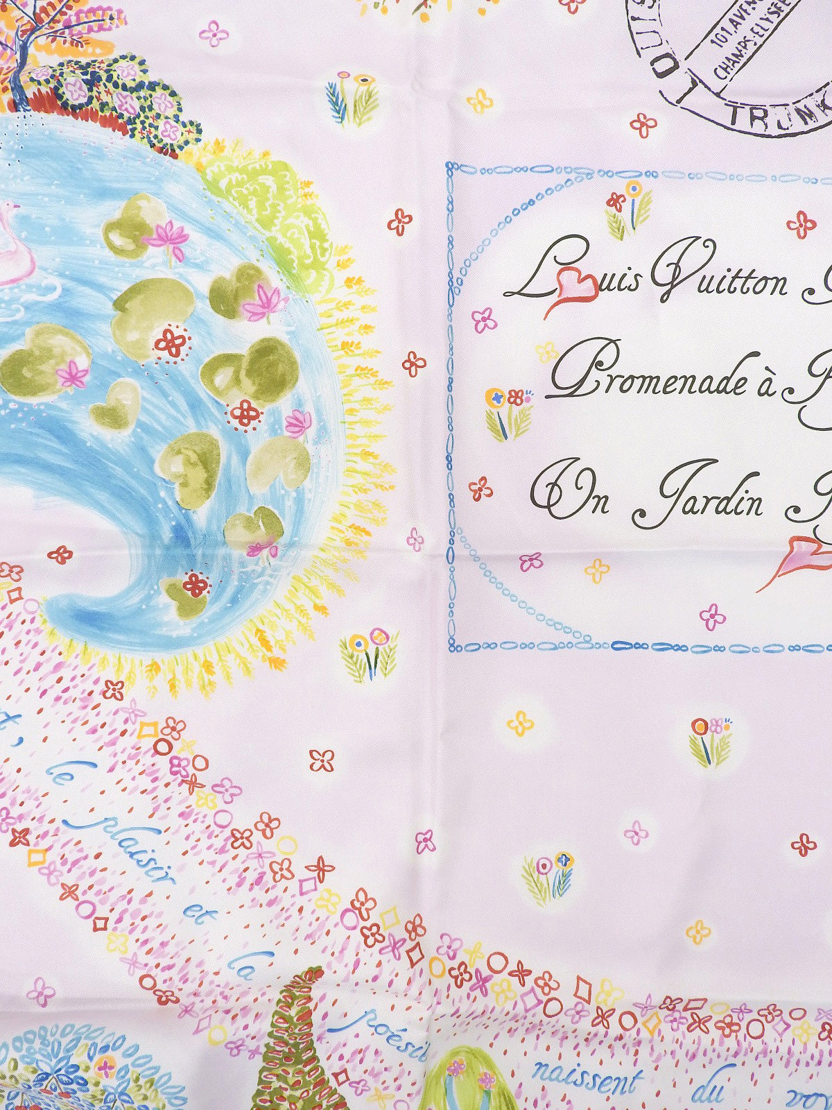 Multi-motif scarf in baby pink/multi