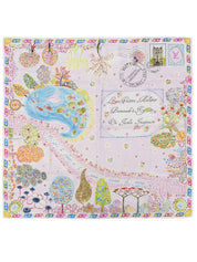 Multi-motif scarf in baby pink/multi