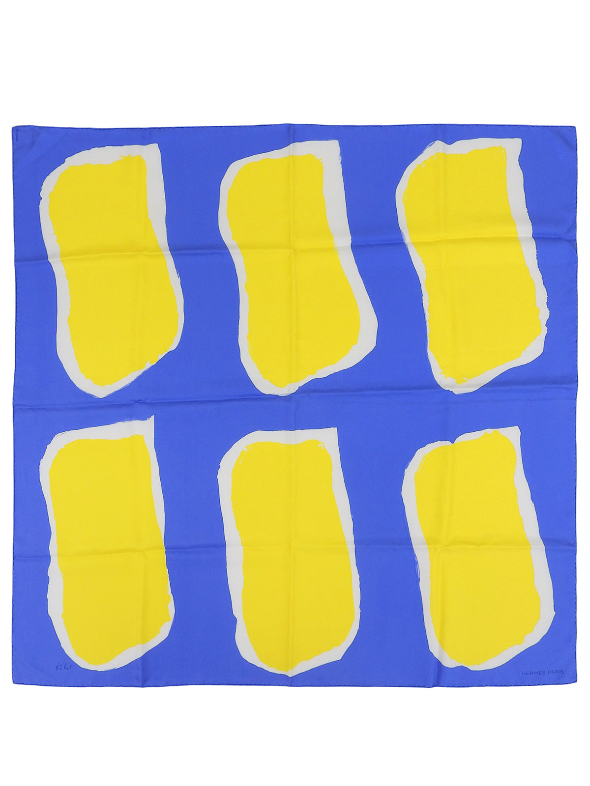 カレ90 Claude Viallatパターンスカーフ ブルー/イエロー