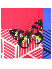 蝴蝶图案丝巾 粉色/蓝色