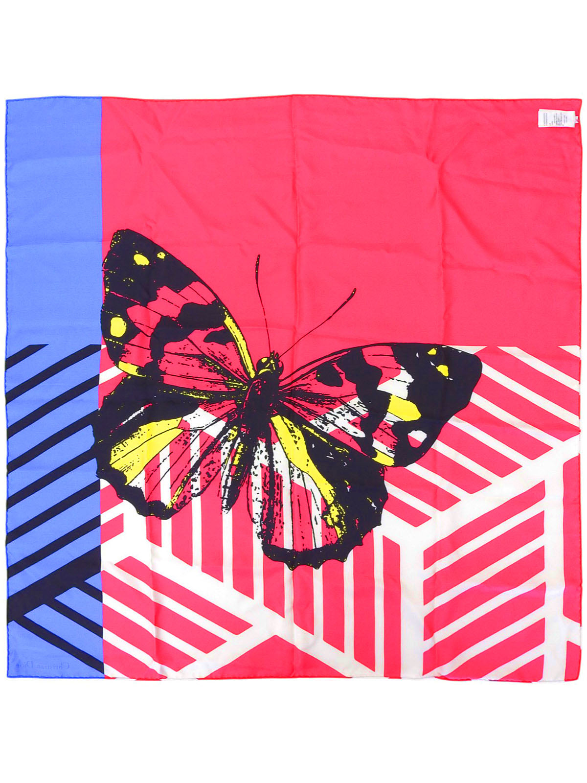 バタフライデザインパターンスカーフ ピンク/ブルー