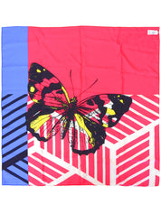 バタフライデザインパターンスカーフ ピンク/ブルー