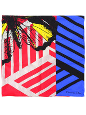 蝴蝶图案丝巾 粉色/蓝色