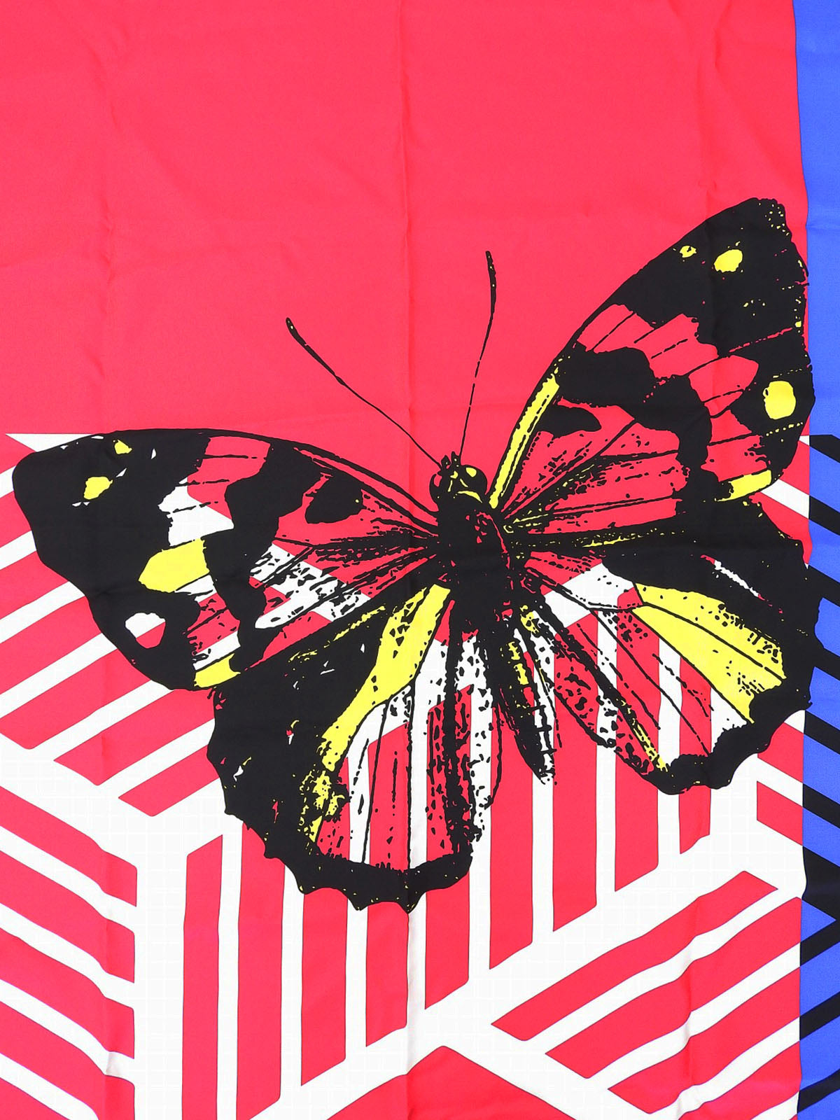 蝴蝶图案丝巾 粉色/蓝色