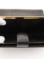 2000年頃製　キャビアスキンCCマークステッチロングウォレット　ブラック