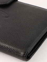 2000 Caviar Skin CC Mark Stitch 黑色长款钱包