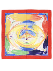 Carré 90 Smiles in Third Millenary Pattern Scarf, Red/Multi