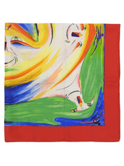 カレ90　Smiles In Third Millenaryパターンスカーフ　レッド／マルチ