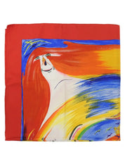 カレ90　Smiles In Third Millenaryパターンスカーフ　レッド／マルチ