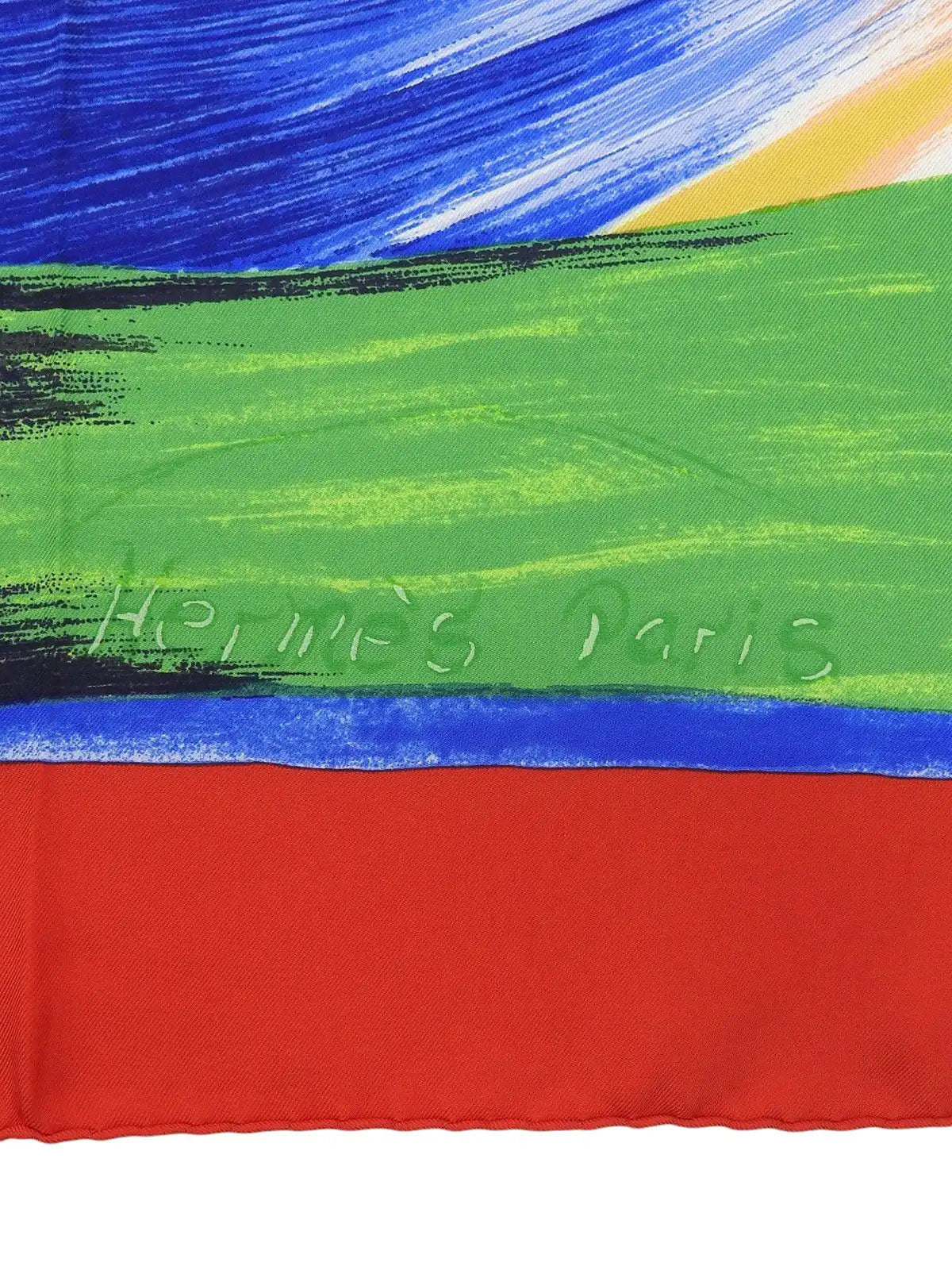 カレ90　Smiles In Third Millenaryパターンスカーフ　レッド／マルチ