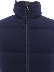ウールナイロンコンビロゴジップアップダウンベスト ネイビー