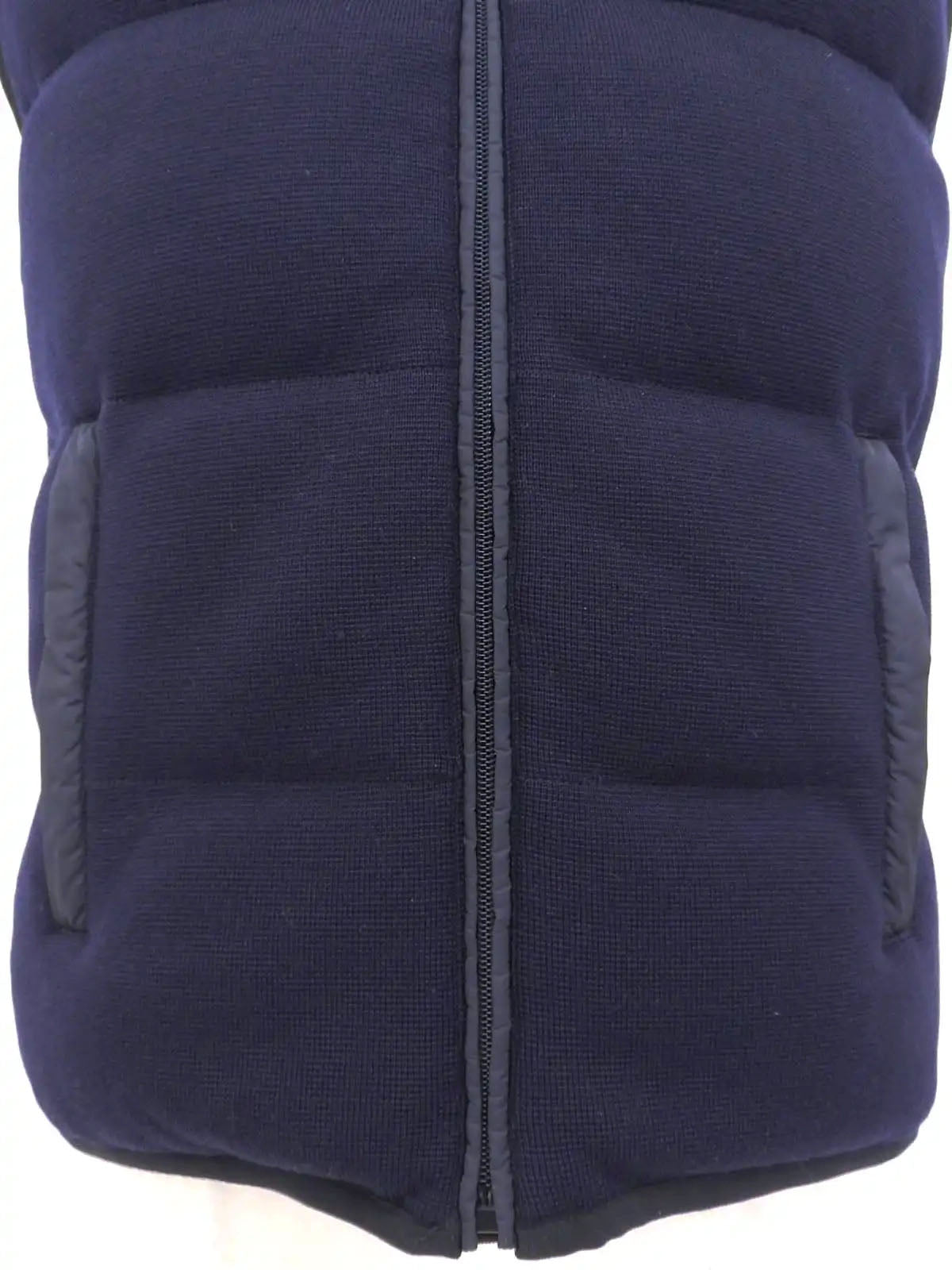 ウールナイロンコンビロゴジップアップダウンベスト ネイビー