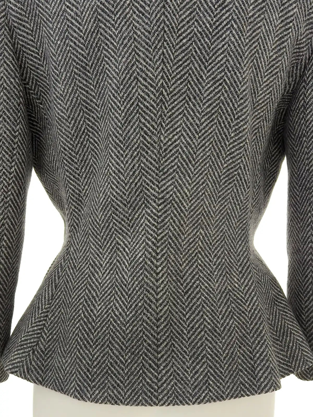 Herringbone pattern collarless jacket in gray