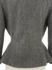 Herringbone pattern collarless jacket in gray