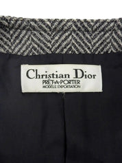 Herringbone pattern collarless jacket in gray