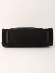 Nylon logo plate handbag in black