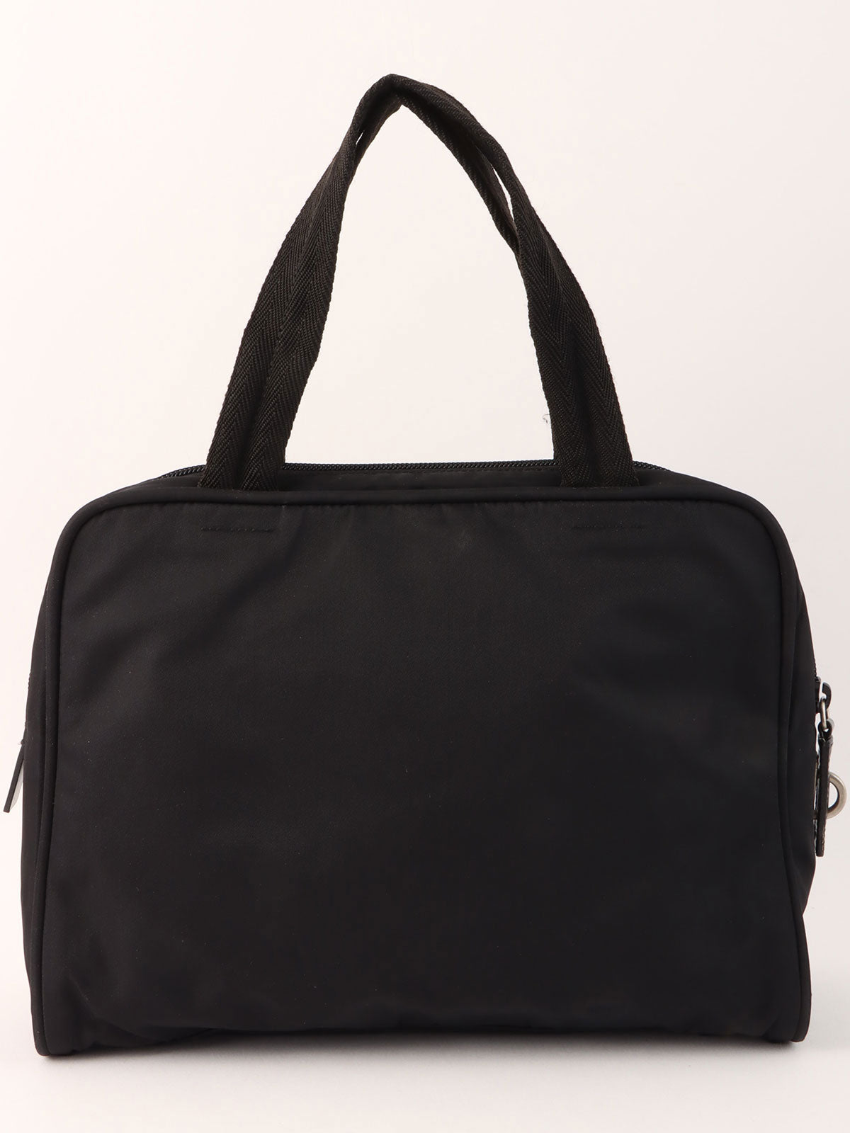 Nylon logo plate handbag in black