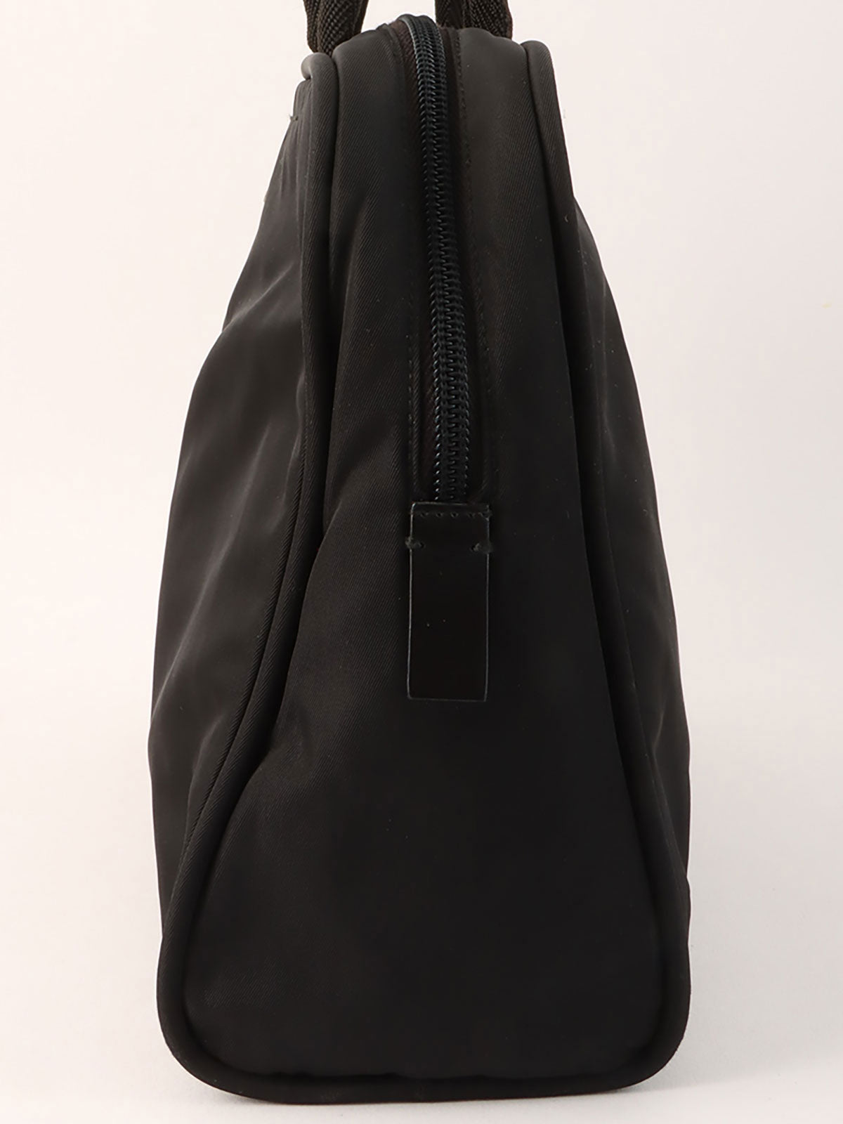 Nylon logo plate handbag in black