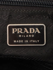 Nylon logo plate handbag in black