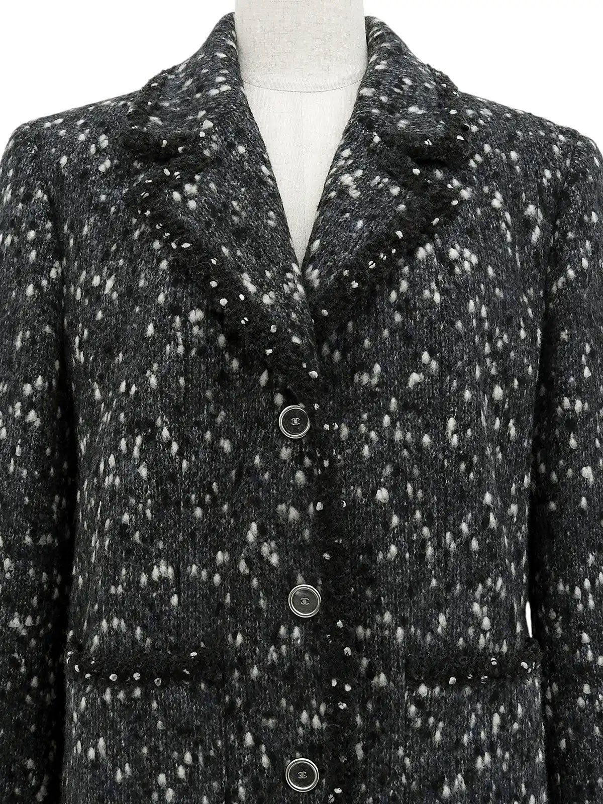 2001年製　ウールCCマークボタントリムデザインジャケット　グレー/ネイビー