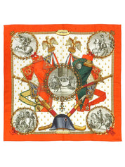 Carré 90 Napoleon Pattern Scarf Orange/Multi
