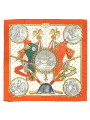 Carré 90 Napoleon Pattern Scarf Orange/Multi