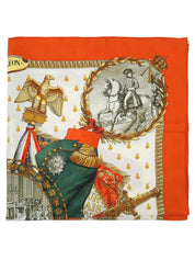 Carré 90 Napoleon Pattern Scarf Orange/Multi
