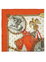Carré 90 Napoleon Pattern Scarf Orange/Multi