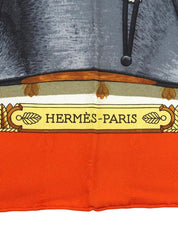 Carré 90 Napoleon Pattern Scarf Orange/Multi