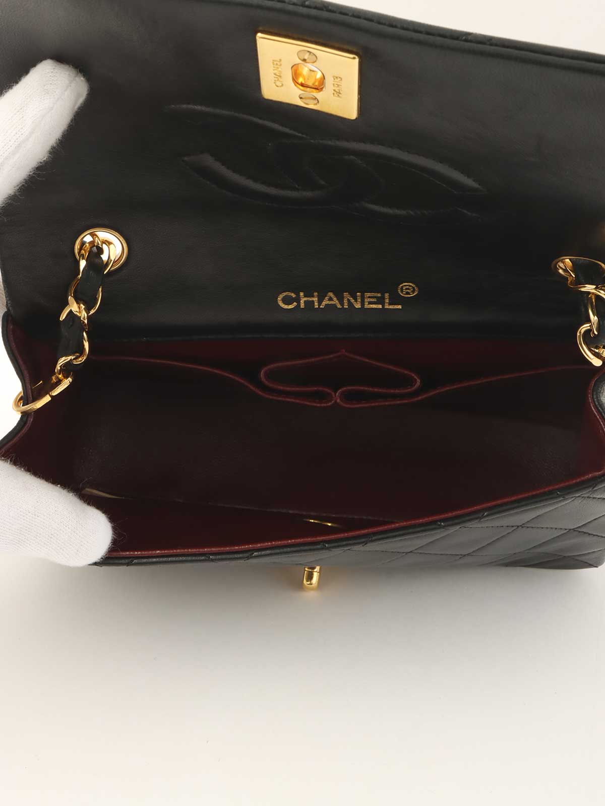 1990年頃製　ラムスキンフルフラップチェーンバッグ　ミニ