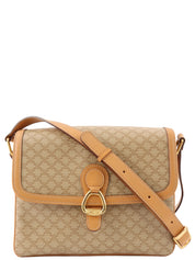 Macadam Pattern Logo Plate Shoulder Bag, Beige