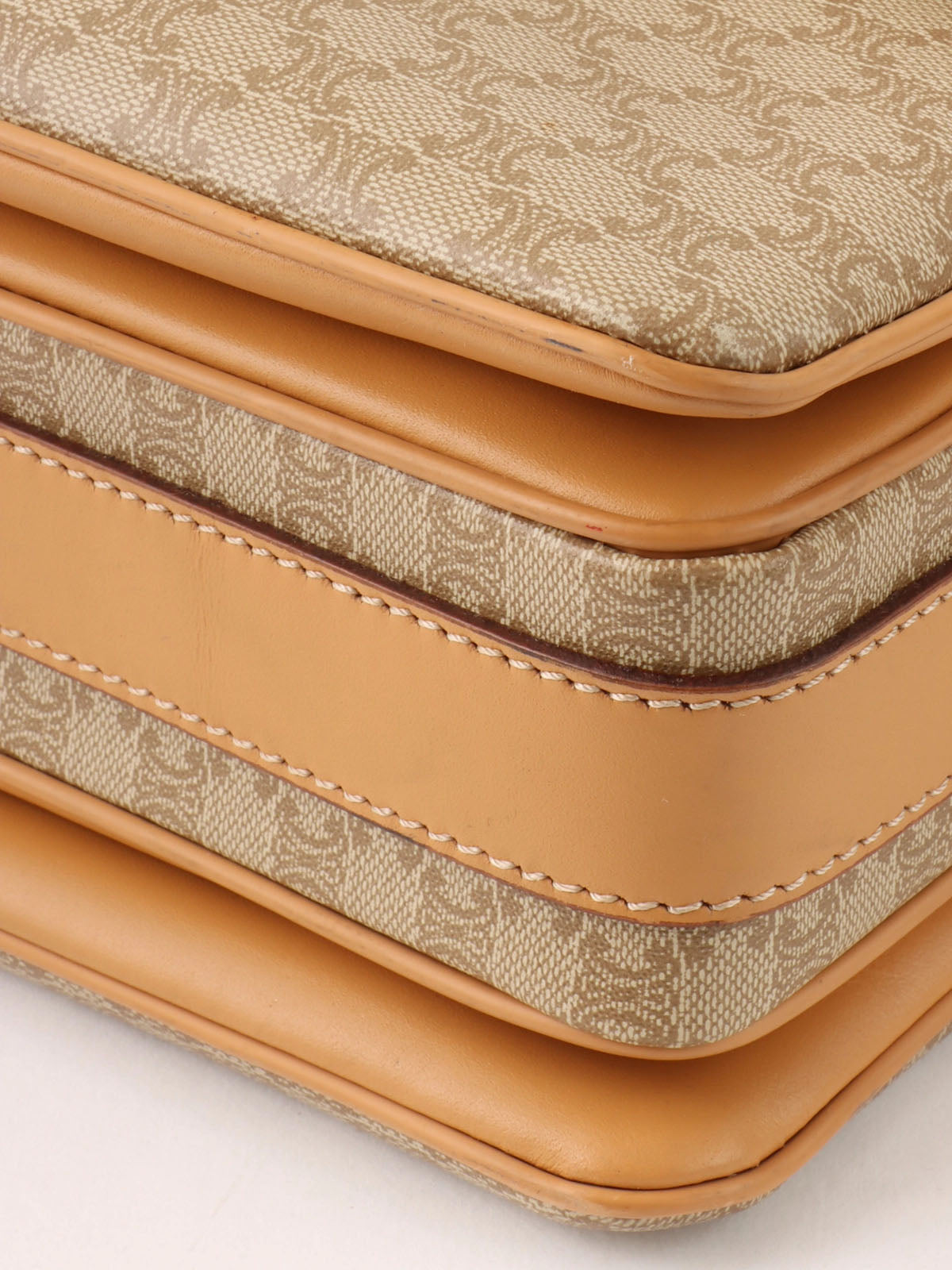 Macadam Pattern Logo Plate Shoulder Bag, Beige