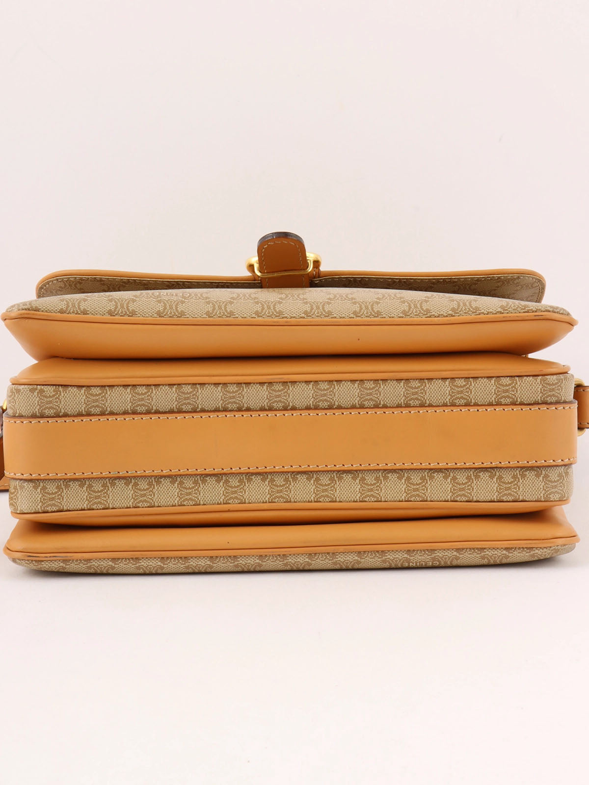 Macadam Pattern Logo Plate Shoulder Bag, Beige